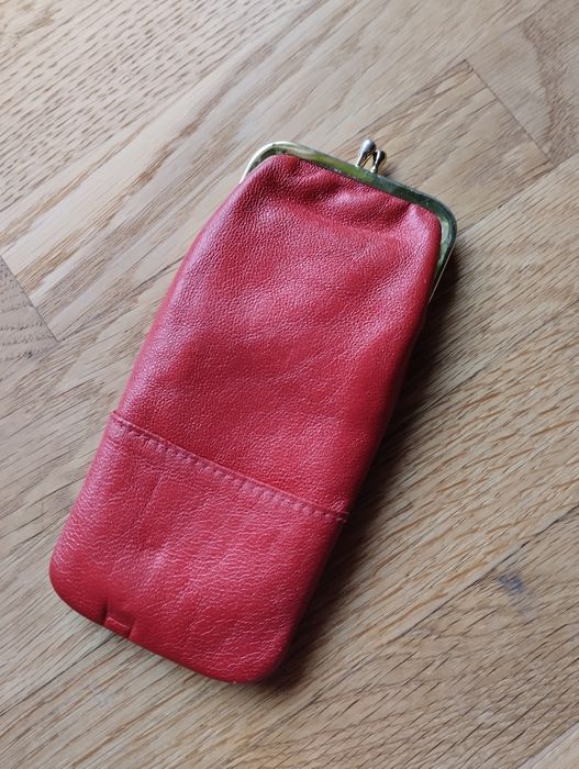 Pokrowiec etui futerał na okulary skóra czerwony