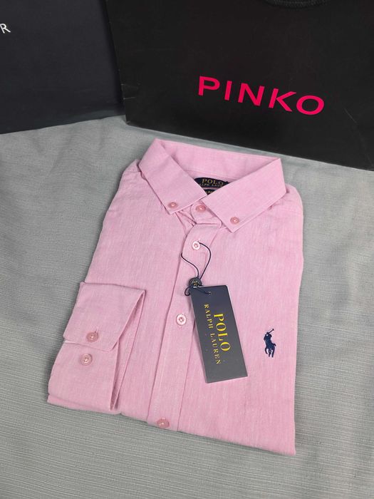 Koszula męska Ralph Lauren len długi rękaw elegancka premium M-XXXL