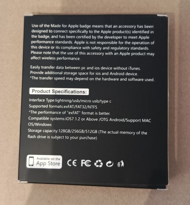Pamięć USB do telefonu 256 GB, dysk flash 4w1 z portem iOS/USB.