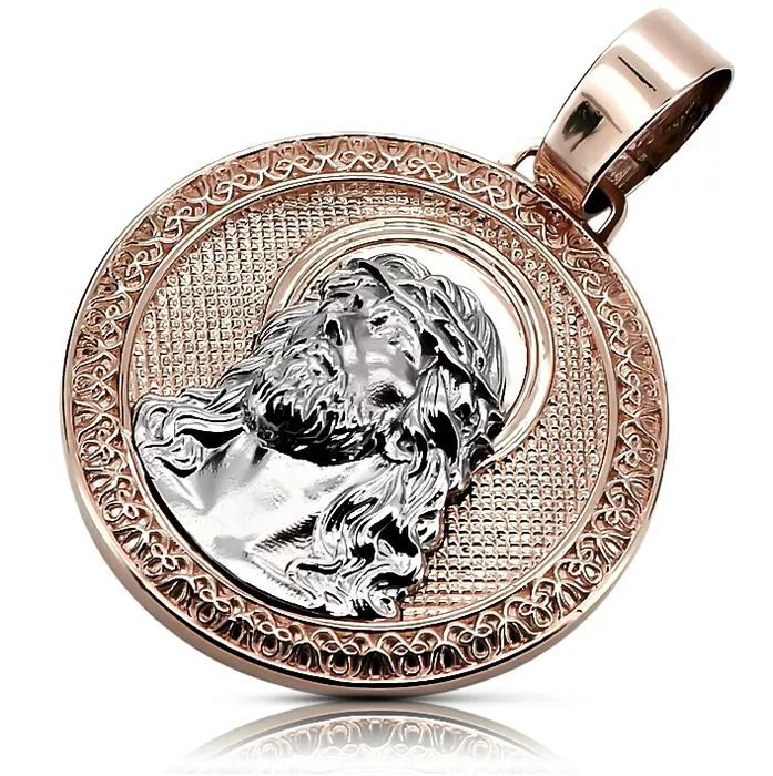 Złota zawieszka Jezusa 14k 585 z różowego białego złota pj005rw Gdańsk biżuteria 36mm