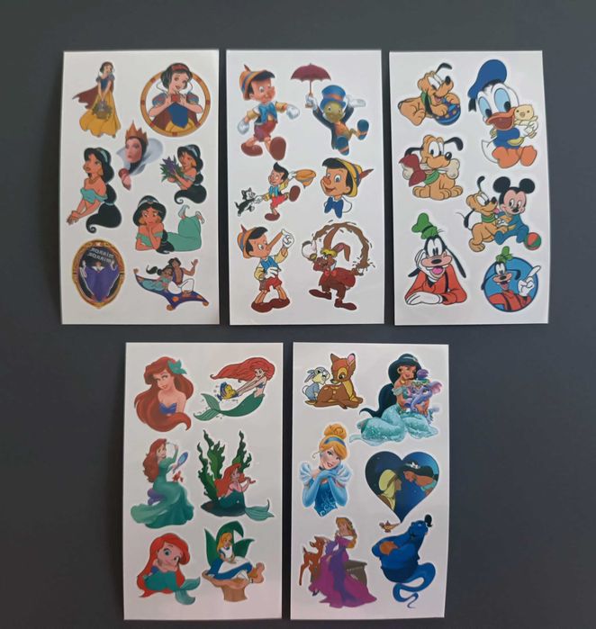 Tatuaże dziecięce Ariel Pinokio Pluto bajki DISNEY 5 arkuszy!