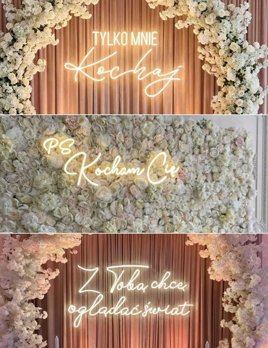 Fotolustro 65"/ napisy neonowe/ duży napis MIŁOŚĆ, 18/ ciężki dym