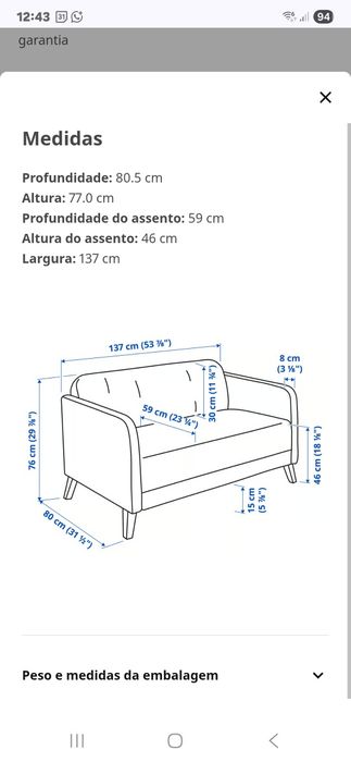 Sofá 2 lugares IKEA novo