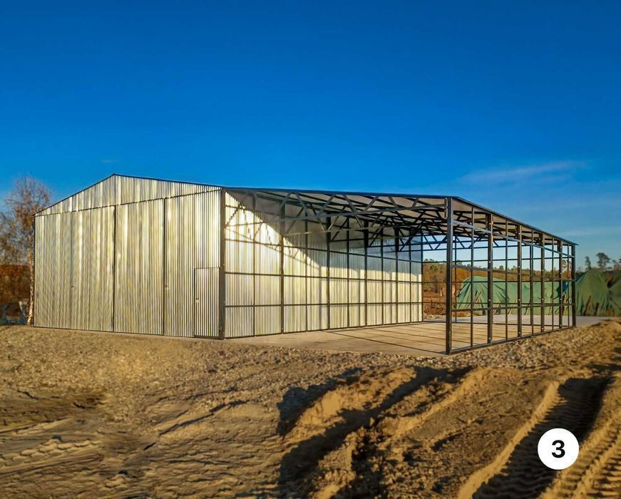 Wiata stalowa magazynowa z blachy ocynkowanej montaż