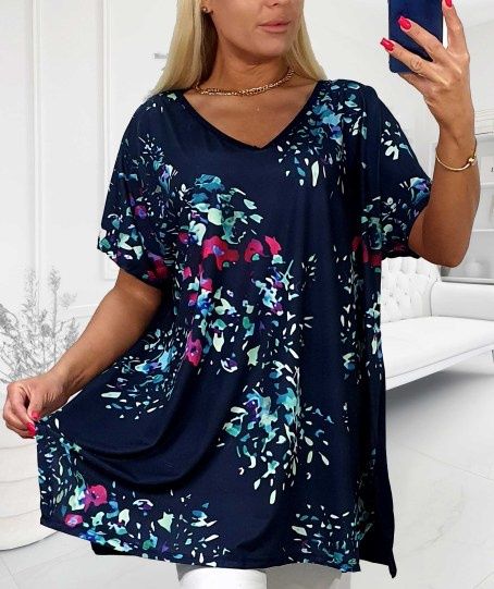 Bluzka plus size tunika duży rozmiar dekolt 50/52/54/56 dekolt luźna