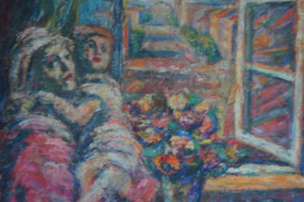 Jan Chrzan, Kobieta przy oknie na tle warszawskiego Starego Miasta