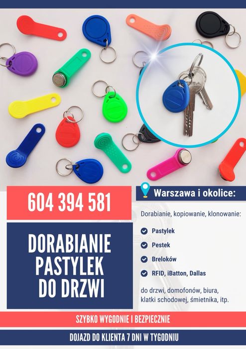 Kopiowanie Dorabianie Pestek Pastylek Breloków do drzwi domofonów