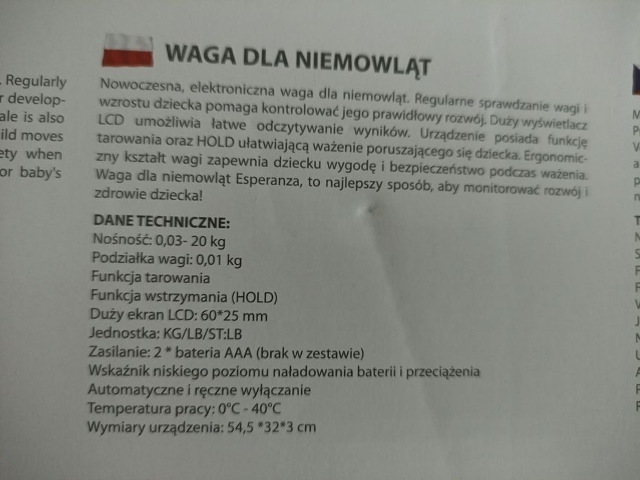 Waga do ważenia dzieci Esperanza Nowa