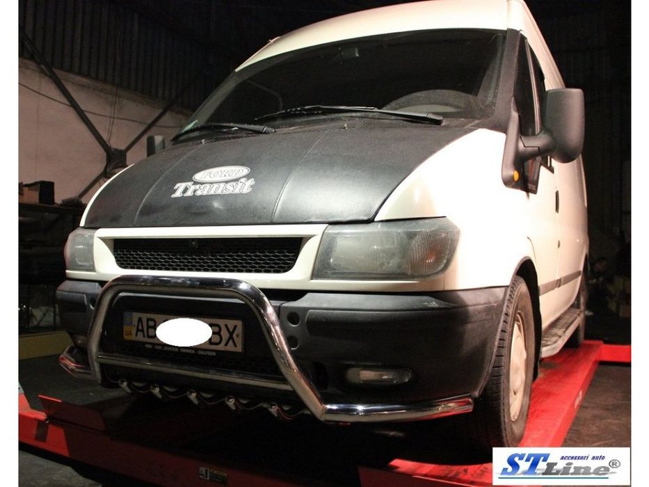 Ford Transit 2000-2014 Кенгурятник з вусами WT003-Plus нерж