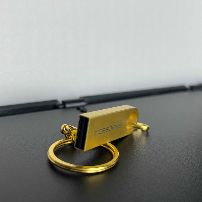 Флешка на 128Гб металева з брелком карта памяті USB 128 Gb metal Gold