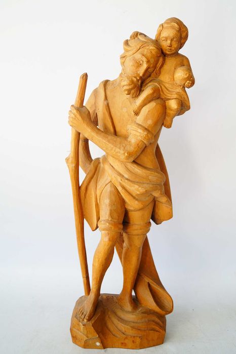Święty Krzysztof z Dzieciątkiem figura drewniana rzeźba