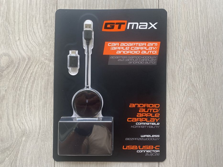 Nowy Bezprzewodowy adapter CarPlay Android Auto samochodowy GT Max 2w1