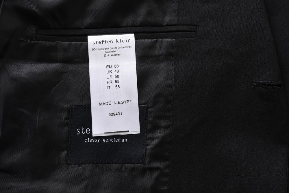 STEFFEN KLEIN elegancki czarny garnitur męski slim fit dwuczęściowy 58