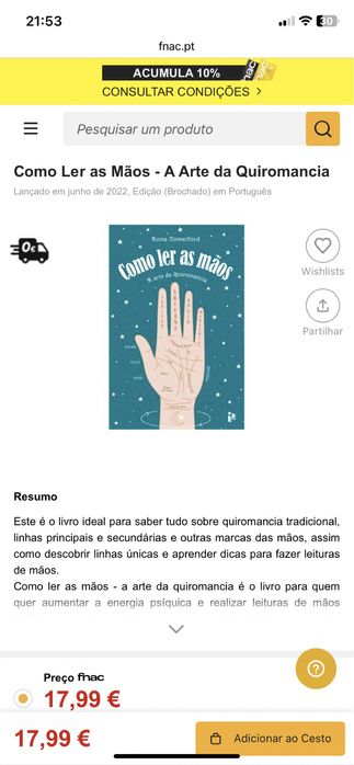 VENDO LIVRO NOVO NUNCA USADO  COMO LER AS MAOS
