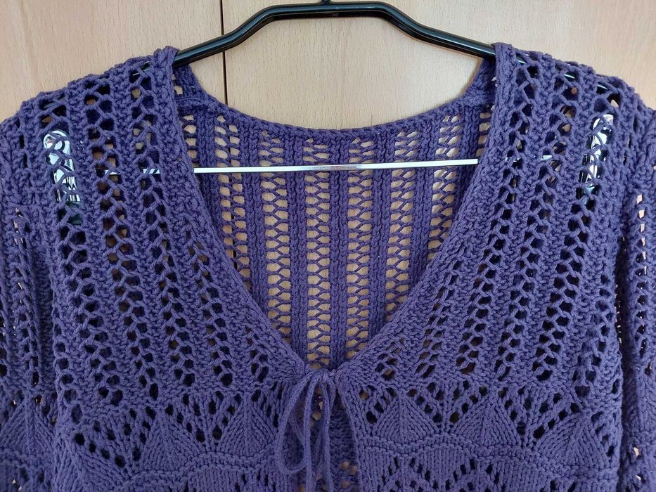 Sweter krótki ażurowy 3/4 rekaw rozm M