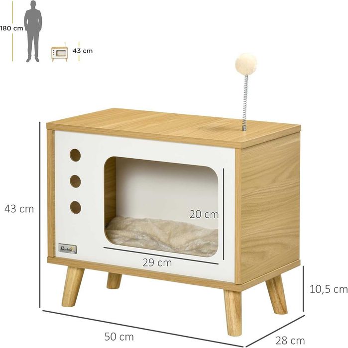 NOVO - Casa para gatos 2 em 1 – Refúgio + Móvel Decorativo 50x28x43cm