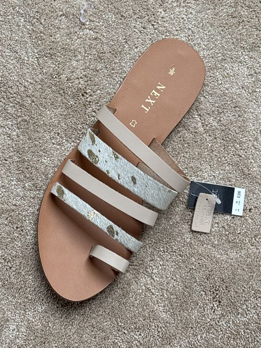 NEXT piękne skórzane klapki NOWE 39