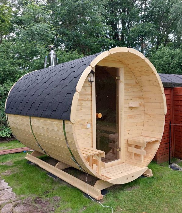 Sauna Beczka 300cm  Ogrodowa z Piecem Harvia - od Producenta z Litwy