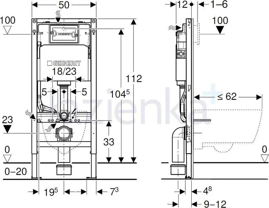 Stelaż Z Mocowaniem Geberit Duofix Basic Delta podtynkowy do toalety