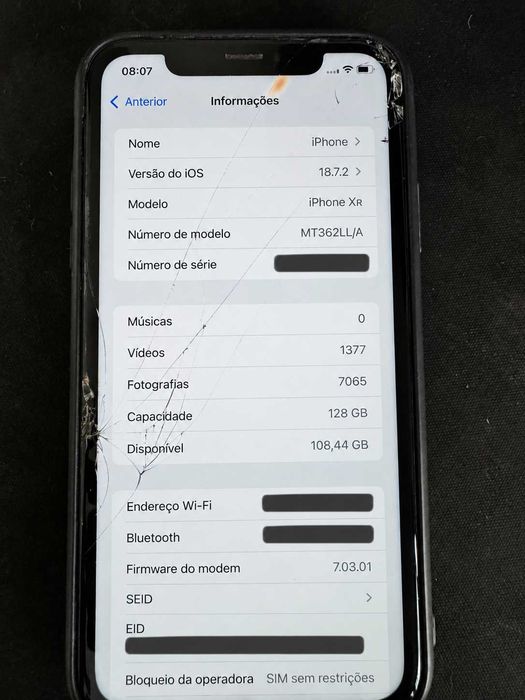 iPhone XR 128GB – Funcional – Ecrã e Traseira Partidos