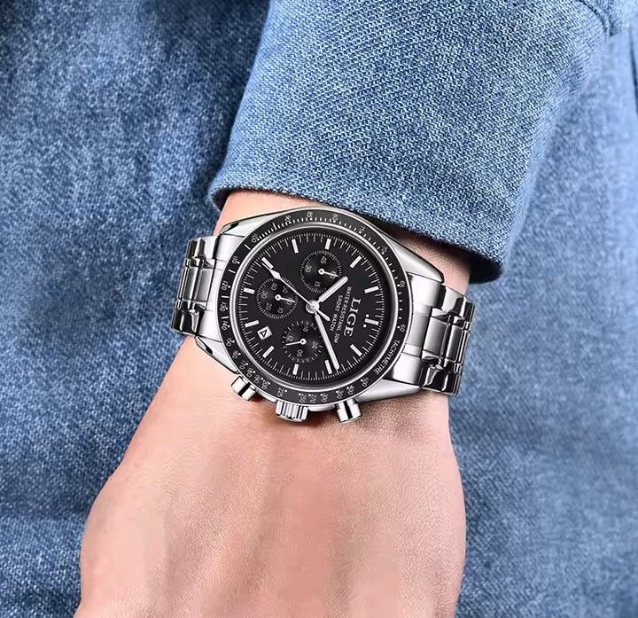 Кварцовий чоловічий годинник Lige. Мілітарі. Спорт Японський механізм