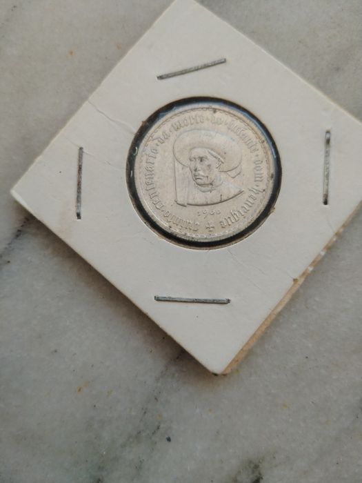 Moeda antiga 5 escudos infante d.henrique prata