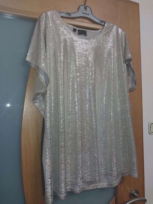 Piękna zlota bluzka połysk r 52 luźna plus size