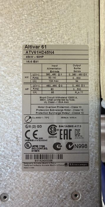 Частотний перетворювач 45квт.
