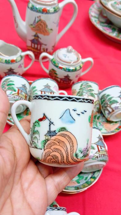 Serviço completo de café em porcelana de Macau
