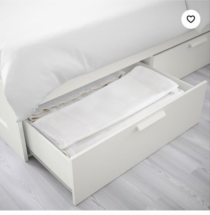 BRIMNES Estrutura cama c/arrumação, branco, 160x200 cm com Cabeceira c/arrumação, branco, 160 cm