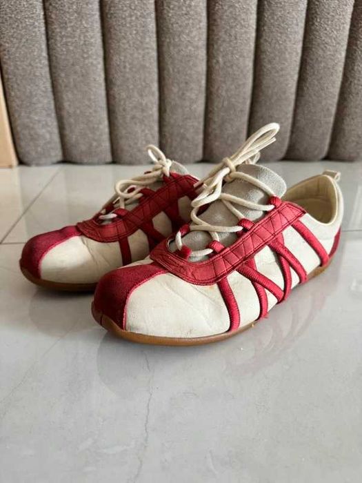 Buty vtg y2k Diesel Cielo Shoes Leather Suede Sneakers Beige Red 39
