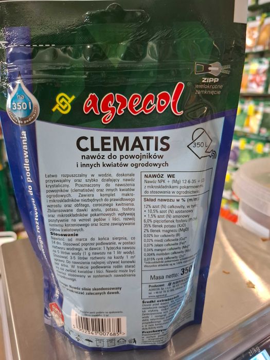 clematis nawóz do powojników i innych kwiatów ogrodowych  AGRECOL