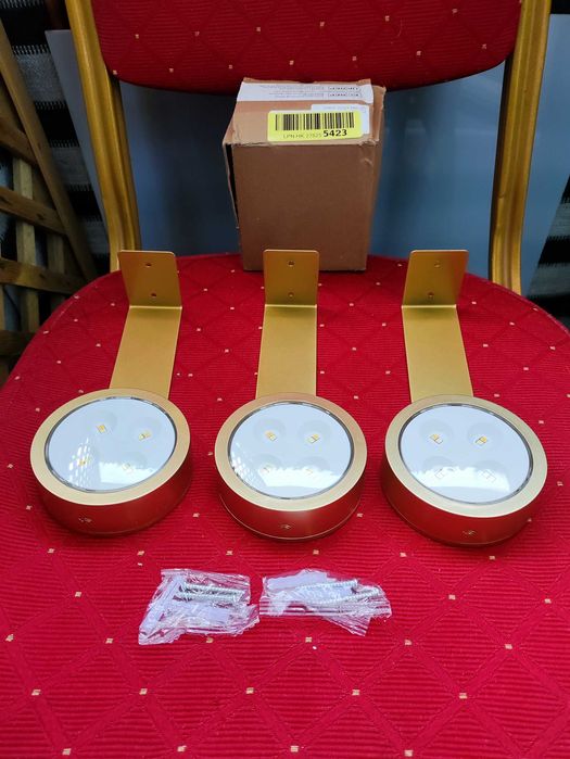 Lampki LED złote na baterie Lampa bezprzewodowa okrągła kinkiet