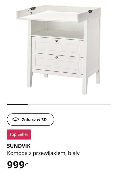 Komoda z przewijakiem Sundvik lita sosna