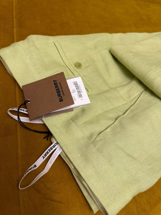 Burberry — жіночі лляні штани, світло-м’ятний колір, розмір S