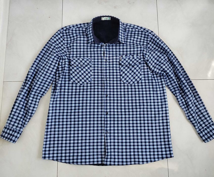 Рубашка тёплая большого размера Gold Golf Man 9XL микрофлис велюр сорочка батал флис