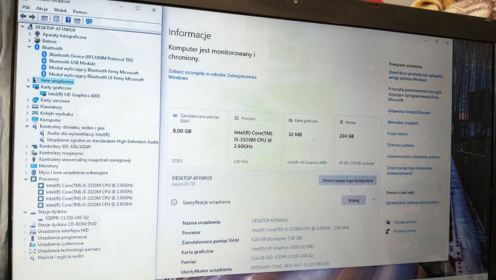 Laptop Acer E1-731  i5/240SSD/17.3"