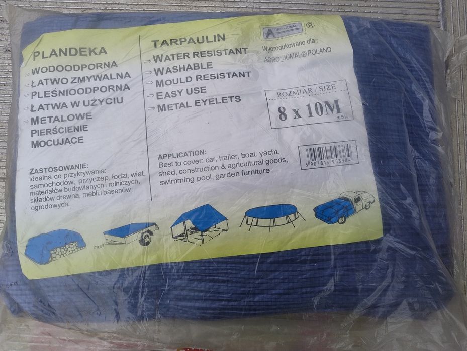 Plandeka 8x10 + otwory mocujace