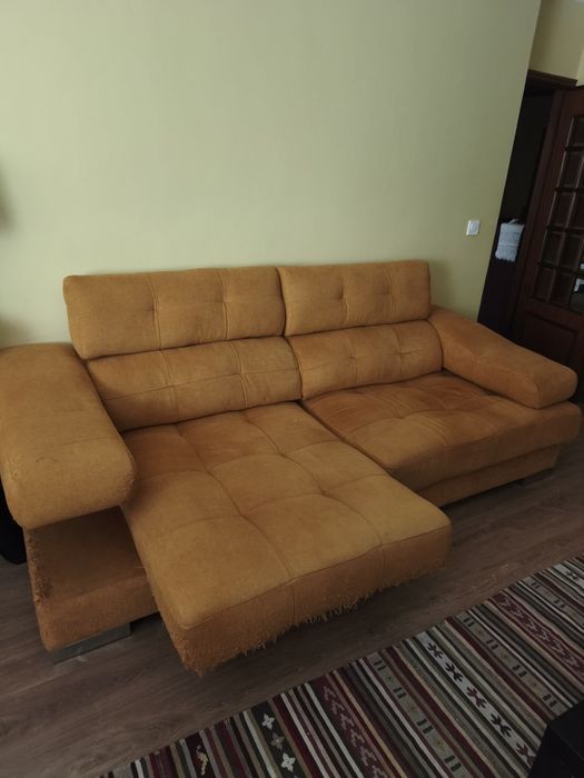 Sofá Sala em tecido com chaise longue