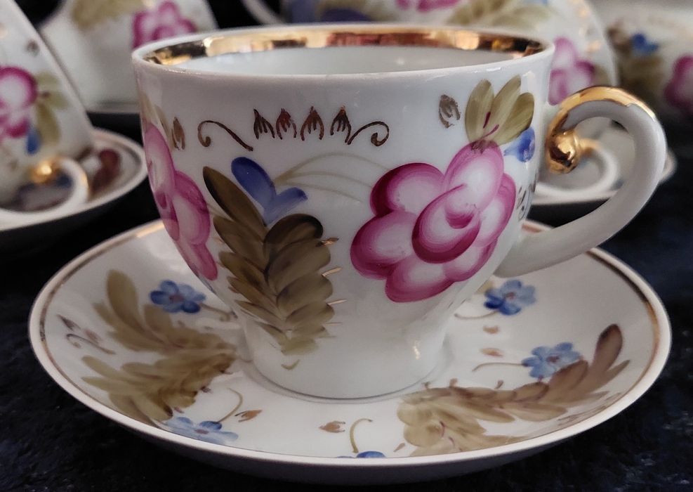 Чайный сервиз фарфоровый фарфор роспись позолота Барановка