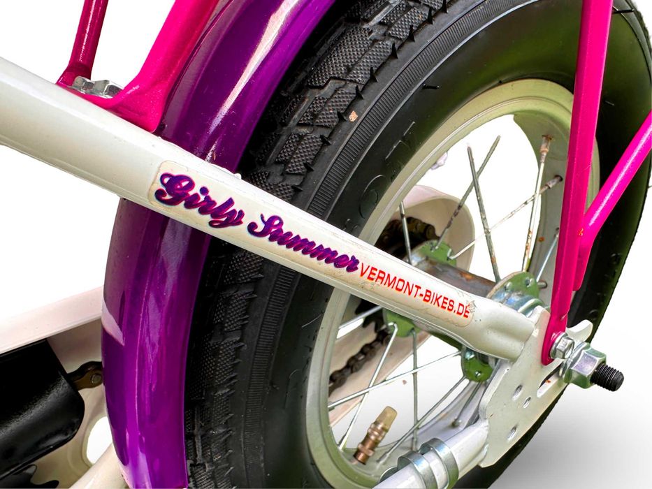 Rower Dziecięcy VERMONT GIRLY Koła 12" Fioletowy Błotniki Bagażnik