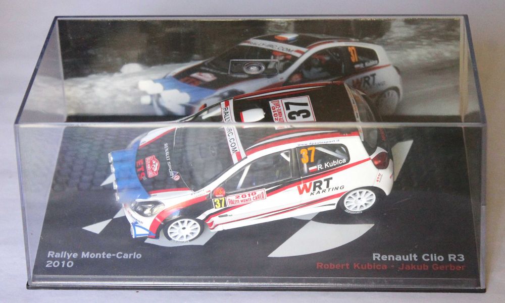 Miniatura Renault Clio R3 Rali Monte Carlo 2010 Ixo Altaya 1/43 caixa