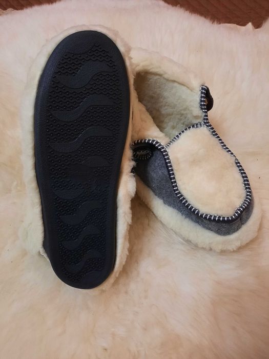 Чоловічі та жіночі кімнатні чуні-калоші з овчиною, (гумова підошва)