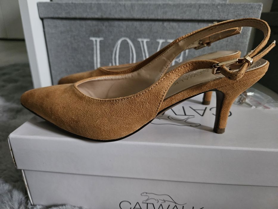 Buty catwalk slingback brązowe rozm. 38