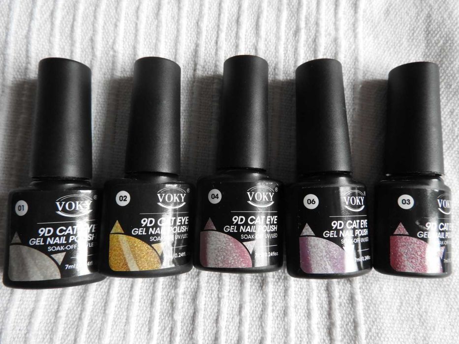 Zestaw 5 x lakiery hybrydowe kocie oko - cat eye