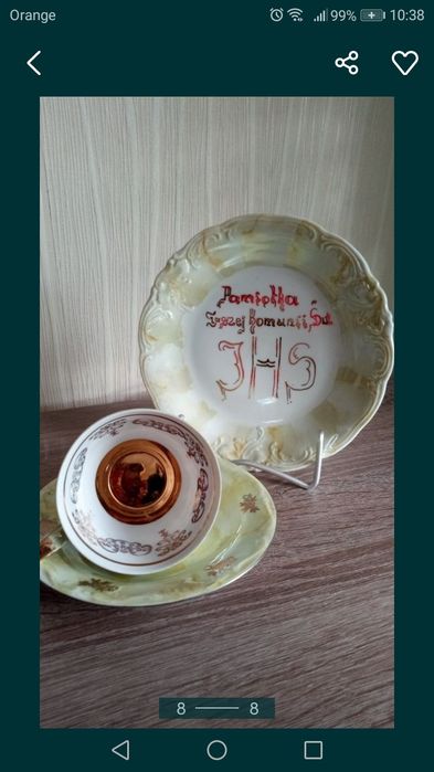 Zestaw filiżanka i 2 talerzyki na komunię