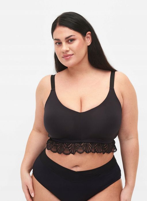 Zizzi 44 2xl Gładki Biustonosz Z Koronką Bez Fiszbin