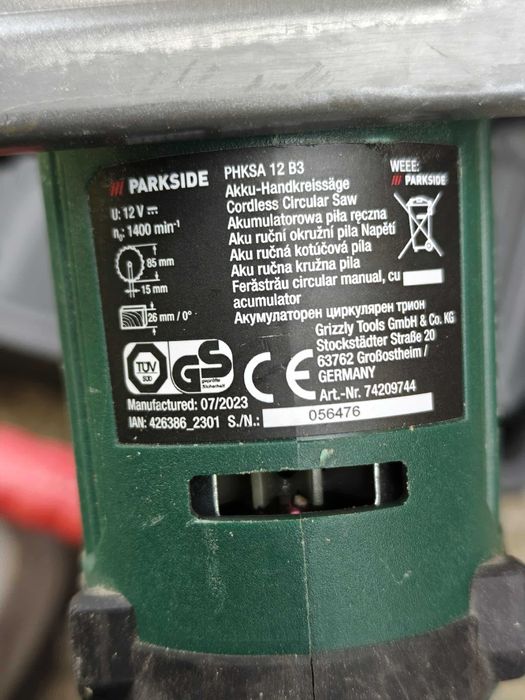 Akumulatorowa pilarka ręczna tarczowa 12 V, PHKSA 12 B3 Grudziądz