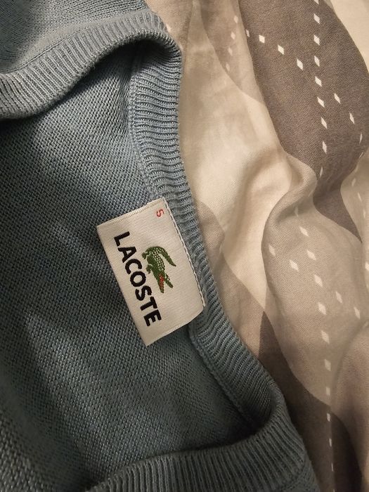Bluza sweter Lacoste z wcięciem rozmiar L błękitny niebieski