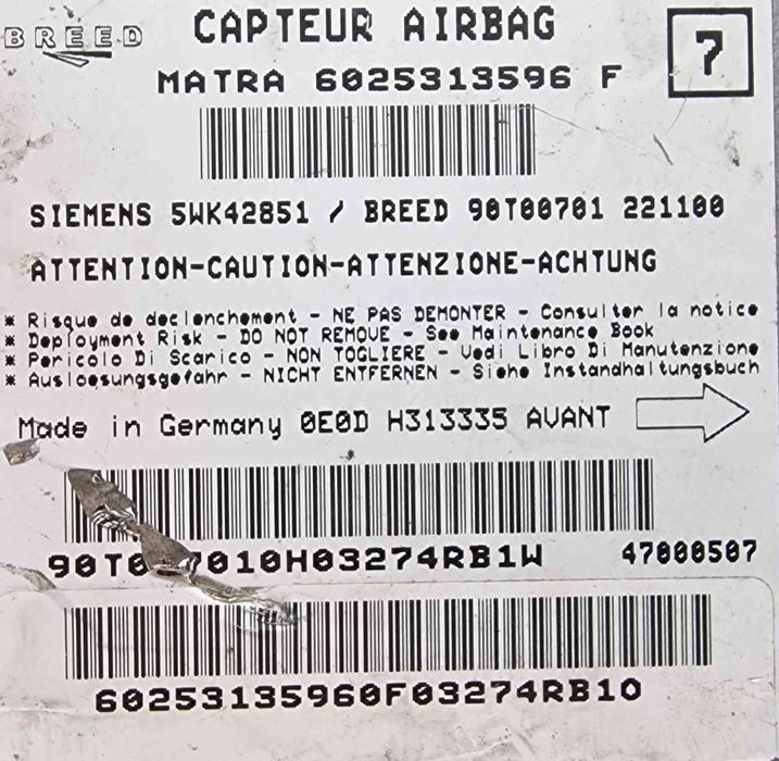 Centralina Airbag 6025313596 - RENAULT ESPACE III